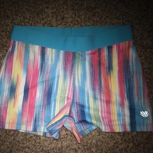 F21 watercolor spandex workout shorts