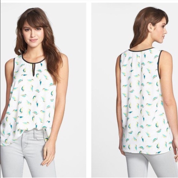 Kensie Birds and Dots Black Trim Tank - Picture 2 of 4