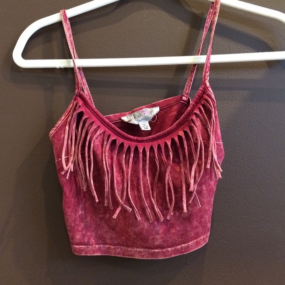 Tribal, washed out, maroon cropped tank