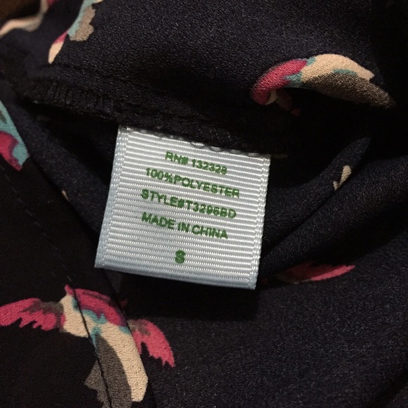 Navy Bird Print 3/4 Sleeve Top - Picture 3 of 4