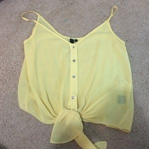 Button up tie spaghetti strap top