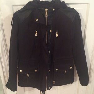 Utility Coat With Faux Leather Accents