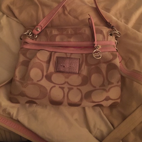 Coach Handbags - Tan and light pink poppy