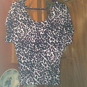 Open back cheetah print shirt