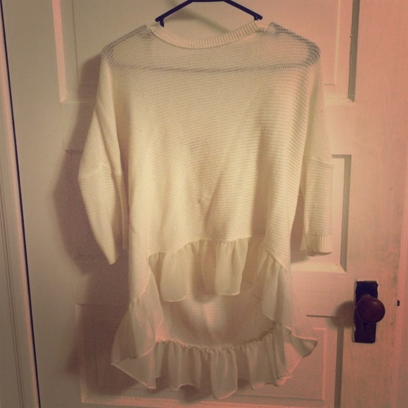 American Eagle Outfitters Sweaters - Ivory knot sweater with sheer bottom!