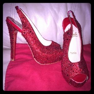Red rhinestone heels
