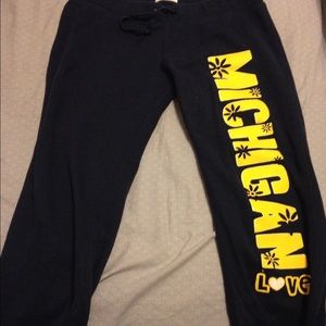 Navy blue and yellow Michigan sweat pants