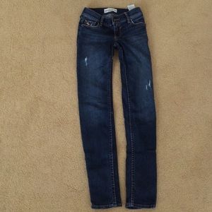 Abercrombie darkwash distressed zippered jeans