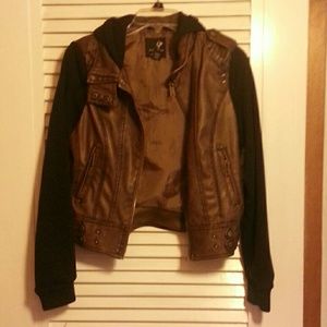 Tilly's "leather" jacket w/ sleeves and a hood