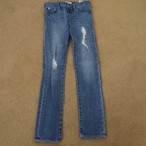 Abercrombie light wash distressed skinny jeans