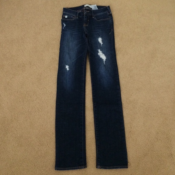 Abercrombie darkwash distressed denim jeans
