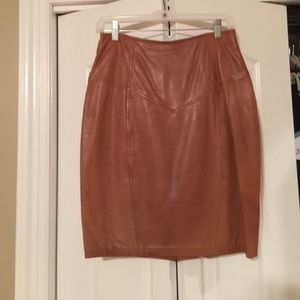 Brown leather skirt