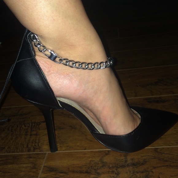 Black leather high heel