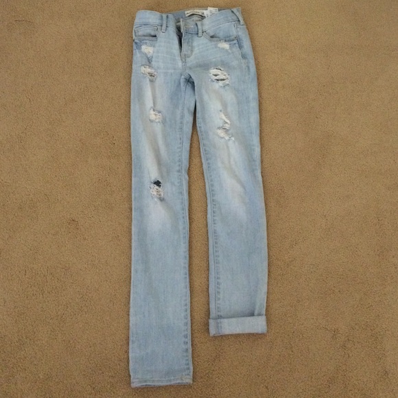 Abercrombie light wash distressed denim jeans