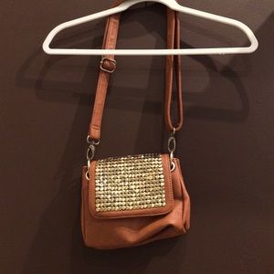 Gold and brown satchel