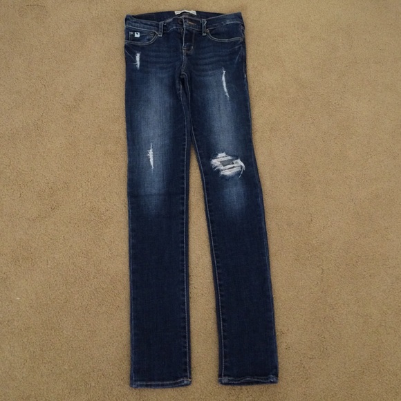 Abercrombie darkwash distressed denim jeans