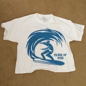 White and blue crop top