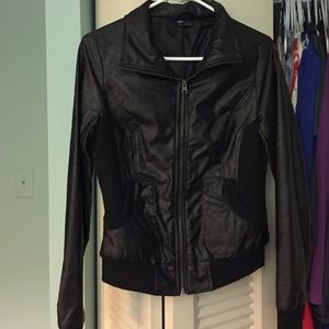 Faux leather bomber jacket