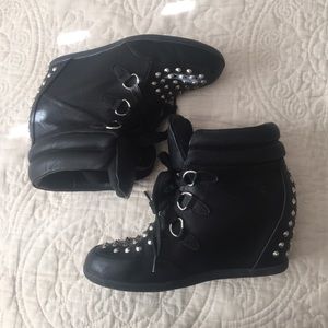 Black Sneaker Wedges with Studs