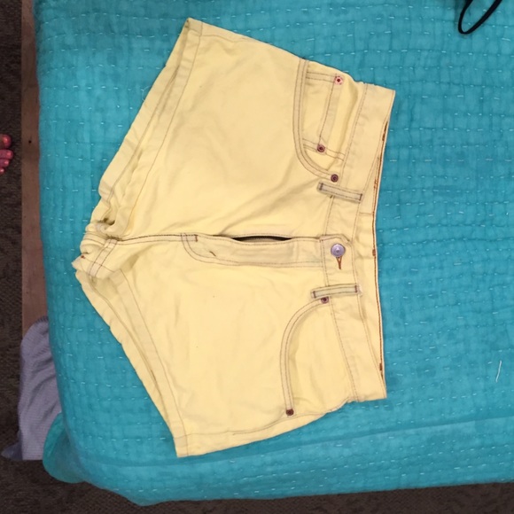 Yellow jean shorts