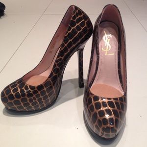 YSL animal print heels