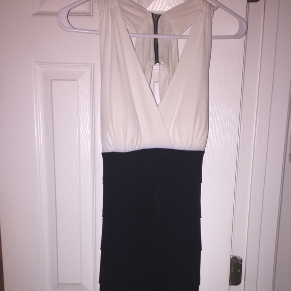 Evening Dress. Off white  & Black.