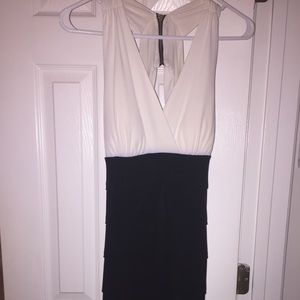 Evening Dress. Off white  & Black.