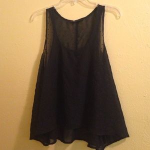 F21 Shear black top with Heart Pattern