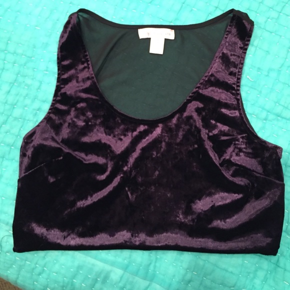 Purple velvet cropped tank