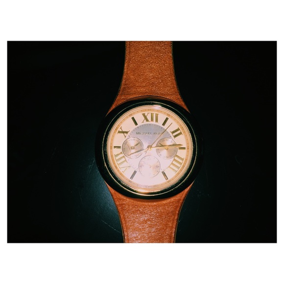 SOLD Michael Kors Gold & Tan Leather Watch