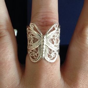 Silver butterfly ring