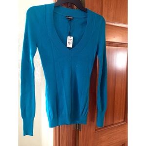 Express Teal Deep V-Neck Sweater, New w/ Tags