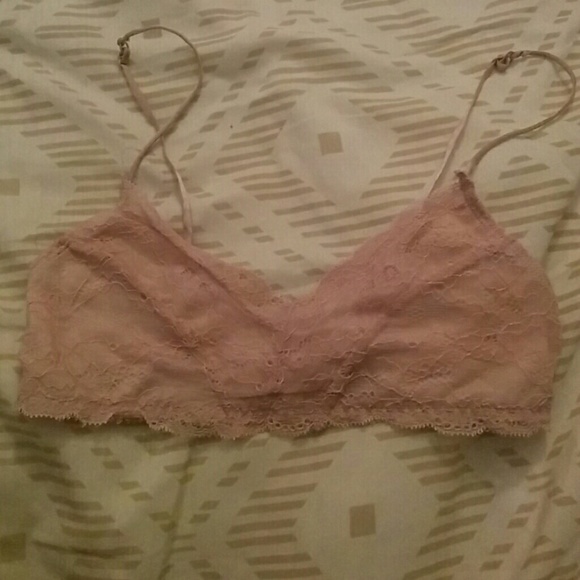 Soft pastel pink lace bralette