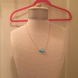 Turquoise Sideways Cross Necklace