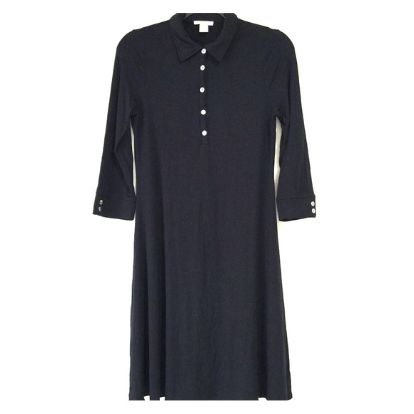 White + Warren Black Collared Dress