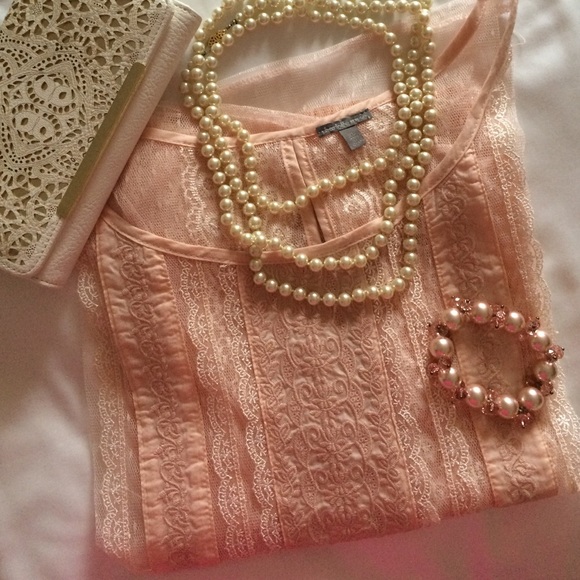 🎉HP🎉 Charlotte Russe Lace Pink Blush Blouse
