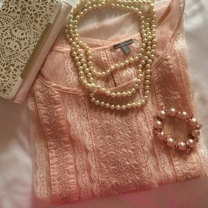 🎉HP🎉 Charlotte Russe Lace Pink Blush Blouse