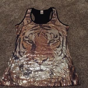Sequin tiger tank top