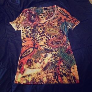 Daytrip Printed Top With Sequin Embelishment