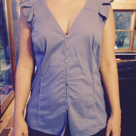 Blue button down banana republic blouse