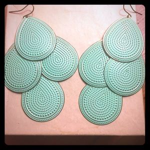 Mint green tear drop chandeliers