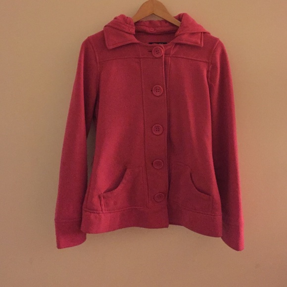 Rue 21 Button up pink coat with detachable hood - Picture 1 of 2