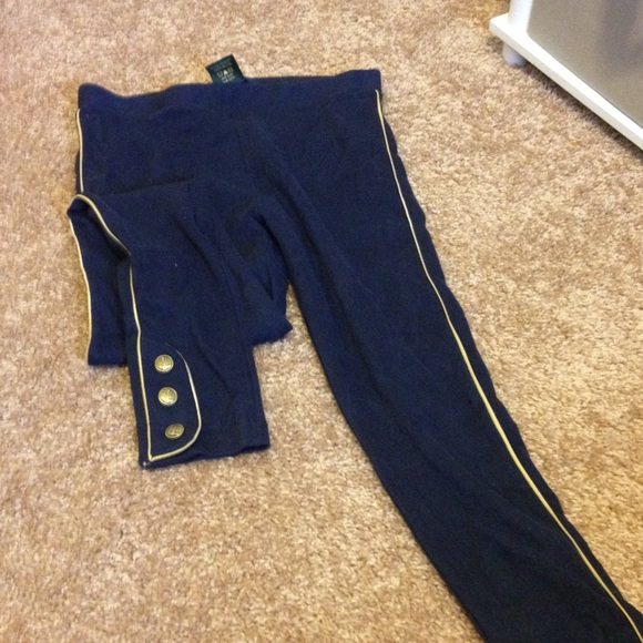 Ralph Lauren Navy blue leggings with gold trim