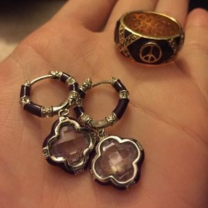 Beautiful purple ring and earrings set