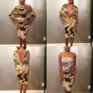 Versace gold & navy  Inspired dress