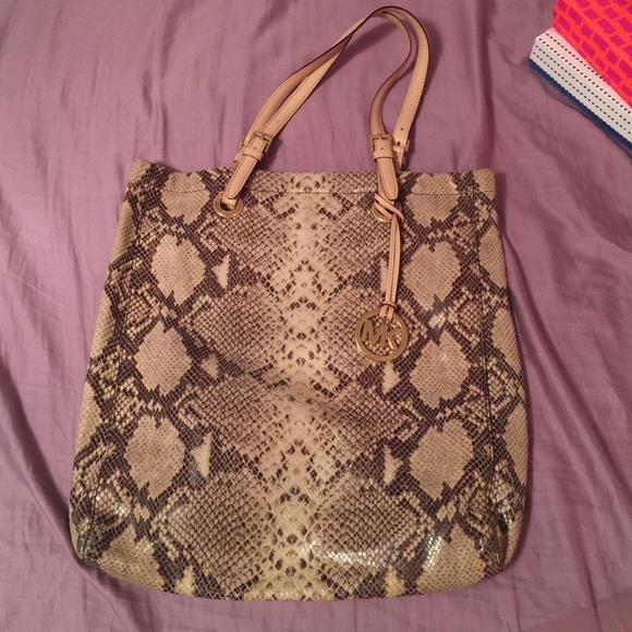 Michael Kors Handbags - Michael Kors snake skin tote