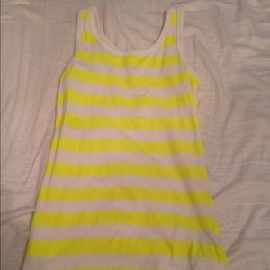neon yellow and white striped tank top
