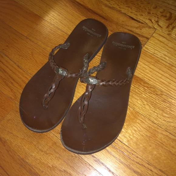Brown Abercrombie Braided Sandals