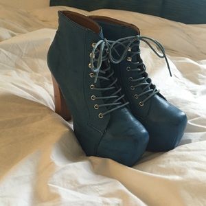 Blue Bootie Platform Heels