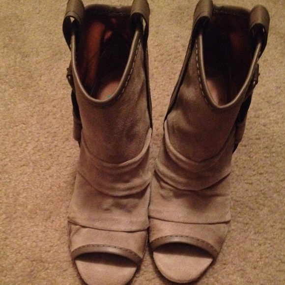 Suede open toe boots